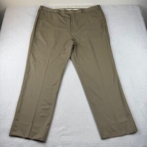 Brooks Brothers Madison Dress Pants Mens 42x32 Tan Wool Flat Front Trousers‎